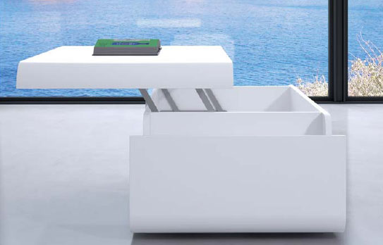 Table basse plateau relevable et rangement