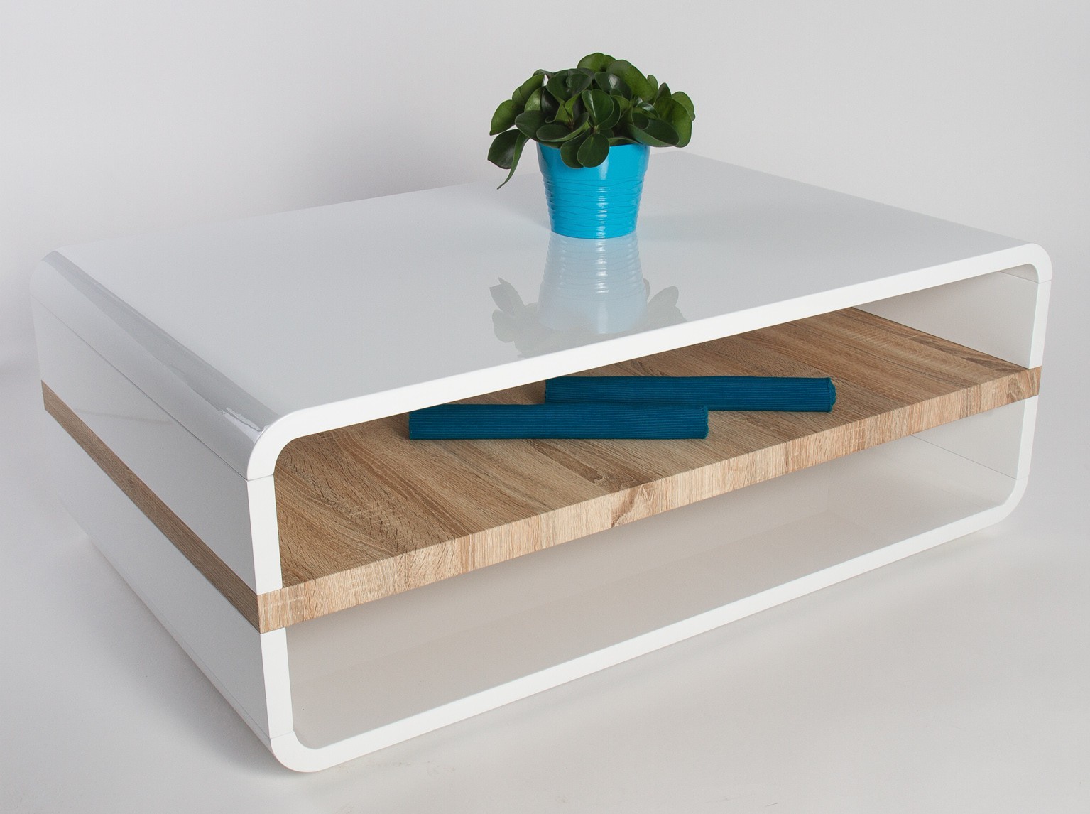 Table basse rectangulaire blanc en bois