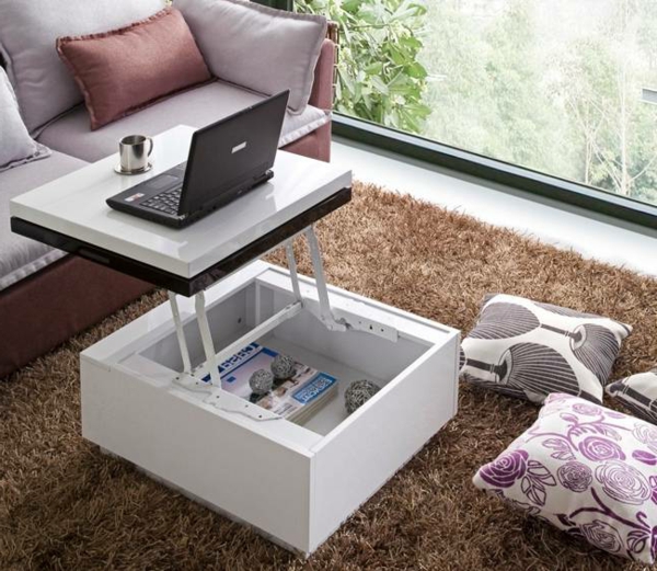 Table basse carree relevable