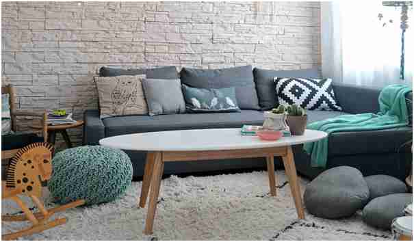 Table basse scandinave bleu paon