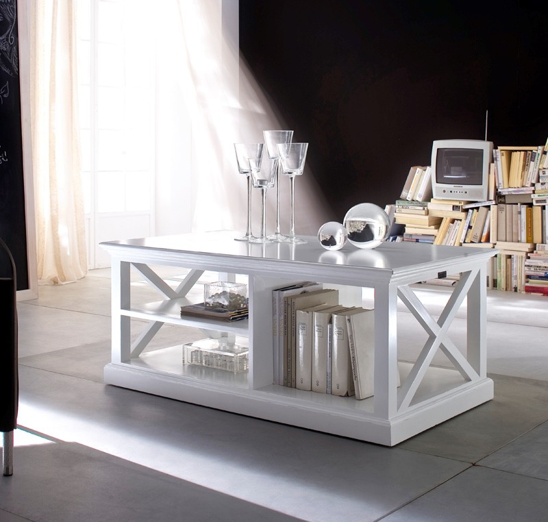 Table basse bois blanc patiné