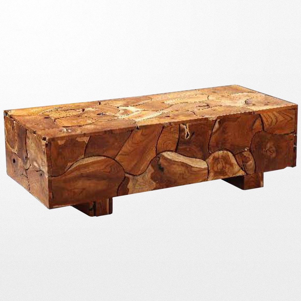 Table basse bois exotique style ethnique