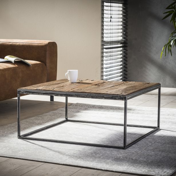 Table basse bois naturel metal