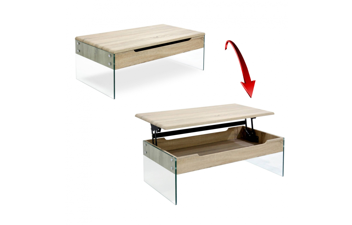 Table basse plateau relevable bois clair