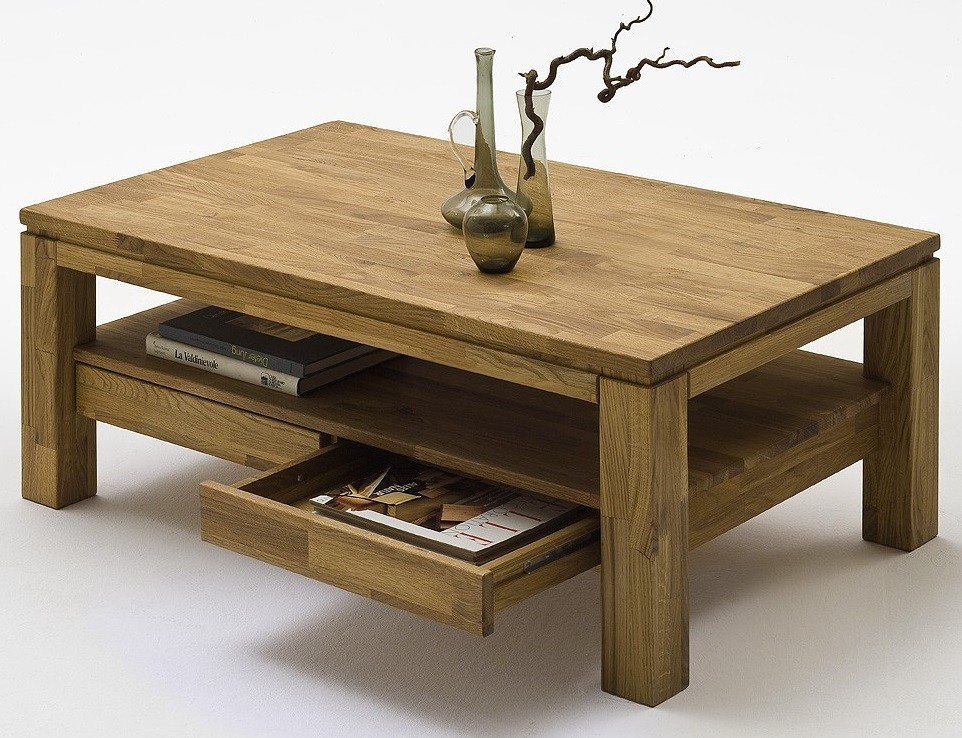 Table basse de salon en bois avec tiroir