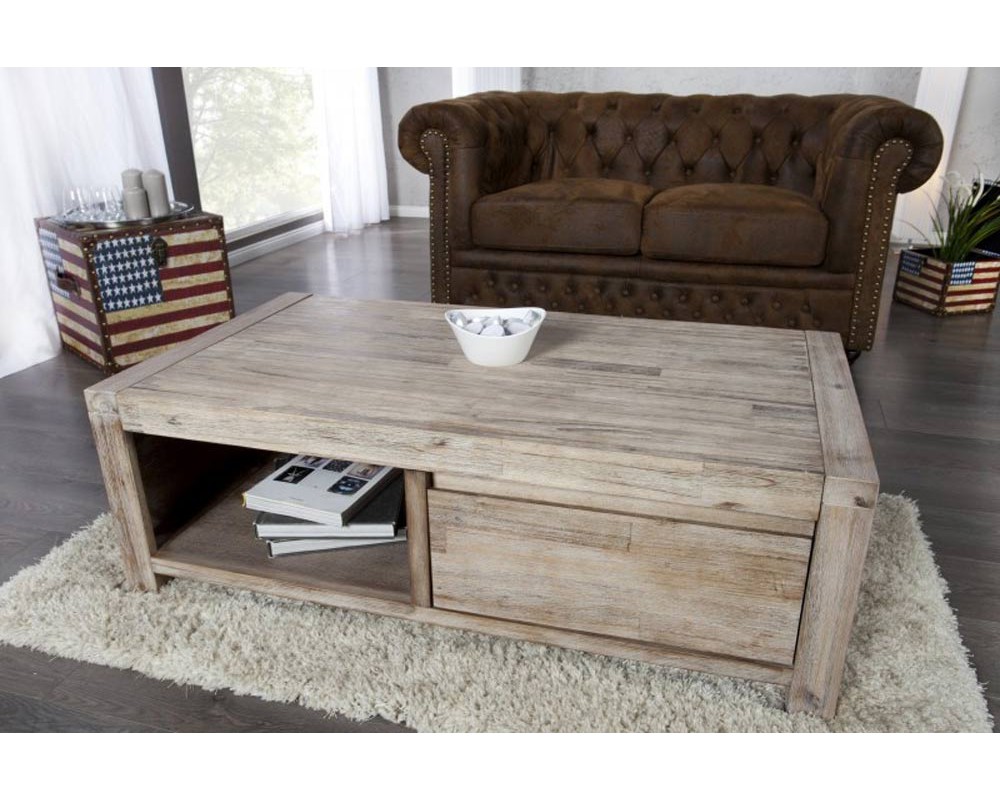 Table basse noir bois clair