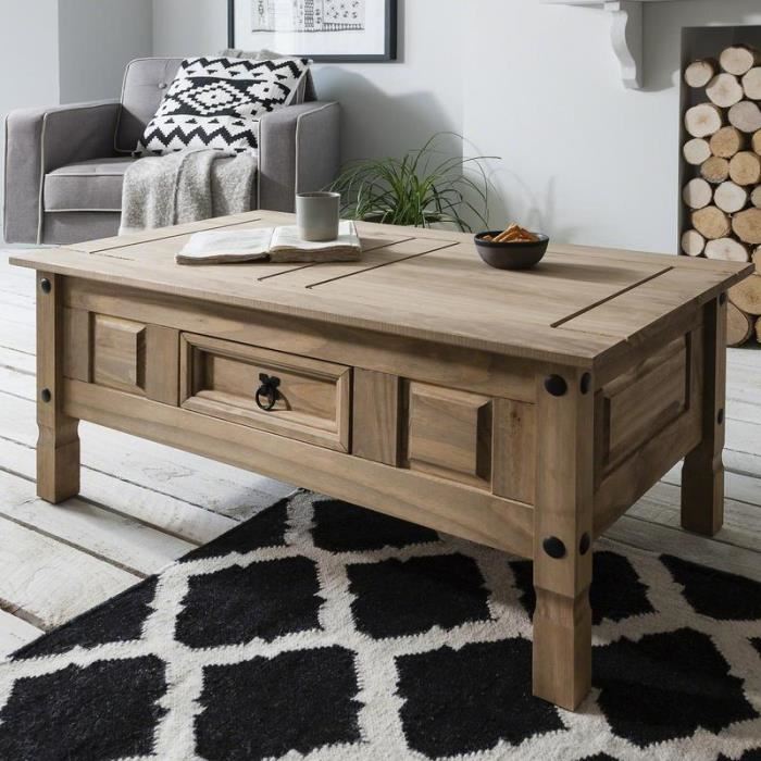 Table basse a tiroir en bois