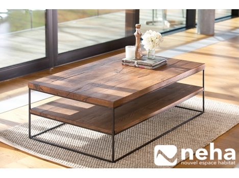 Table basse metal noir bois