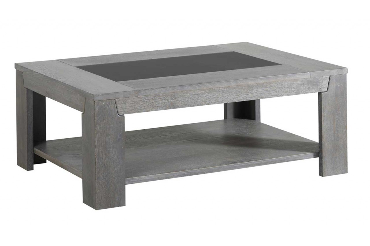 Table basse grise et bois clair