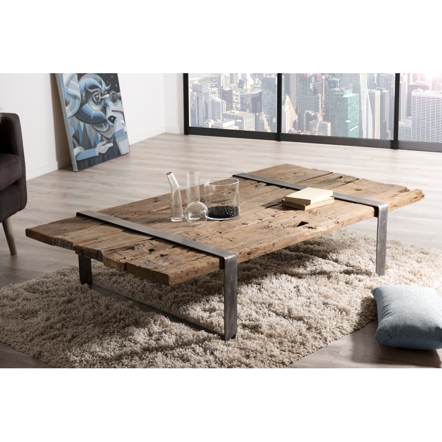 Photo table basse bois metal