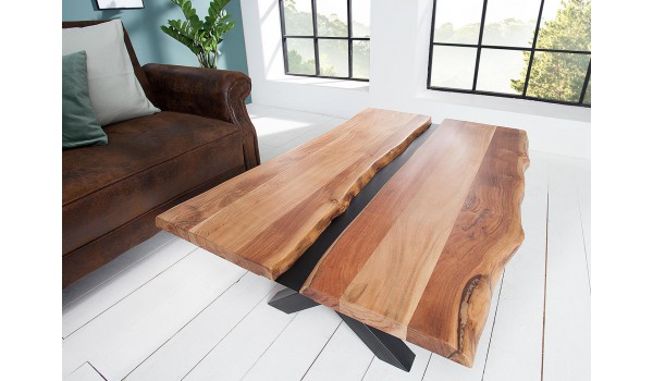 Table basse bois et metal noir