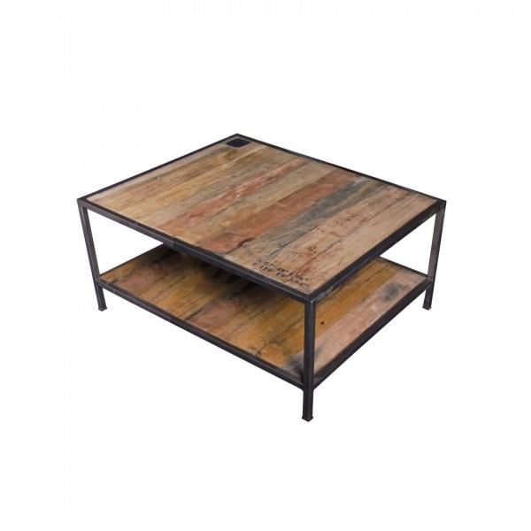Table basse bois metal carré