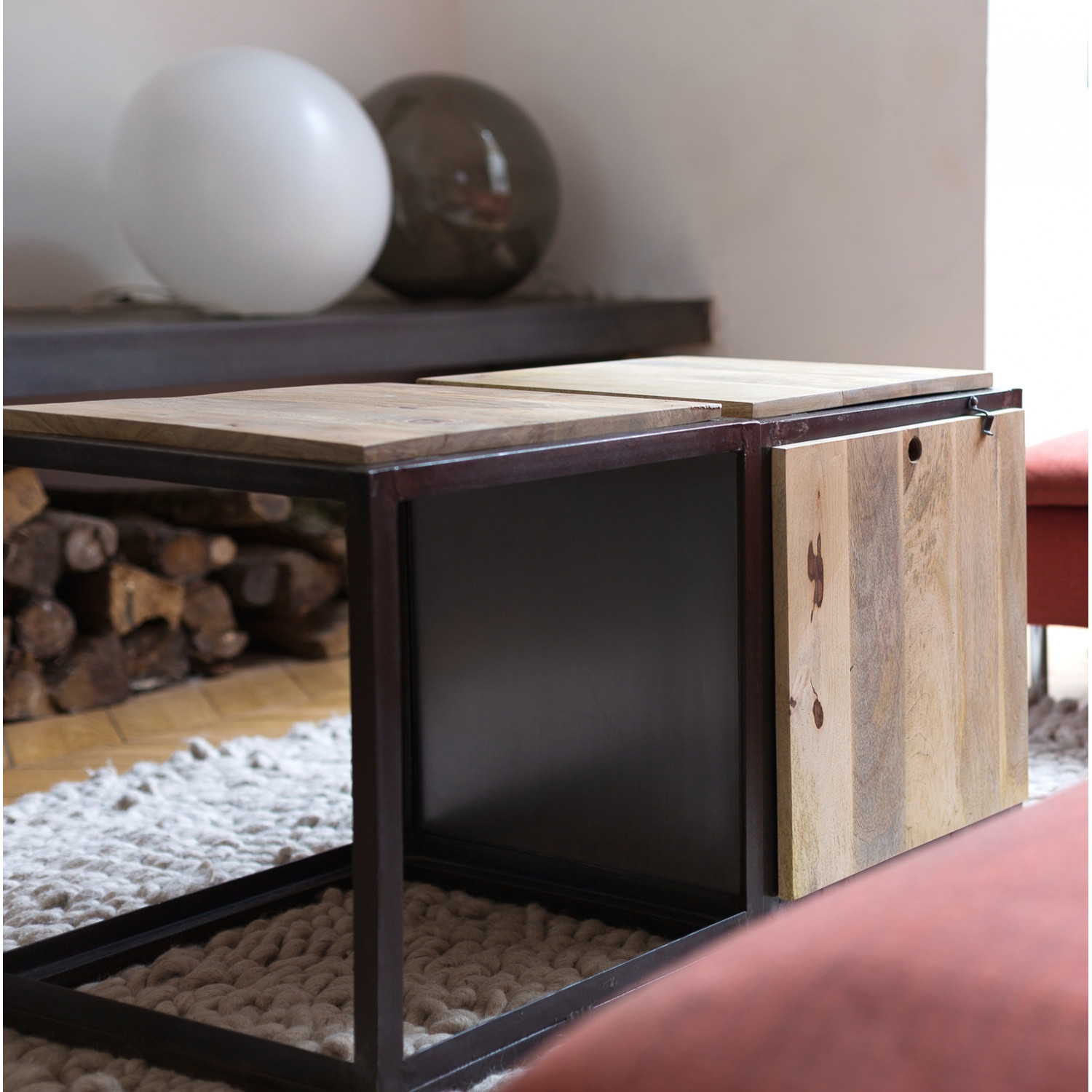 Cube table basse bois