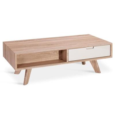 Table basse bois blanc avec tiroirs