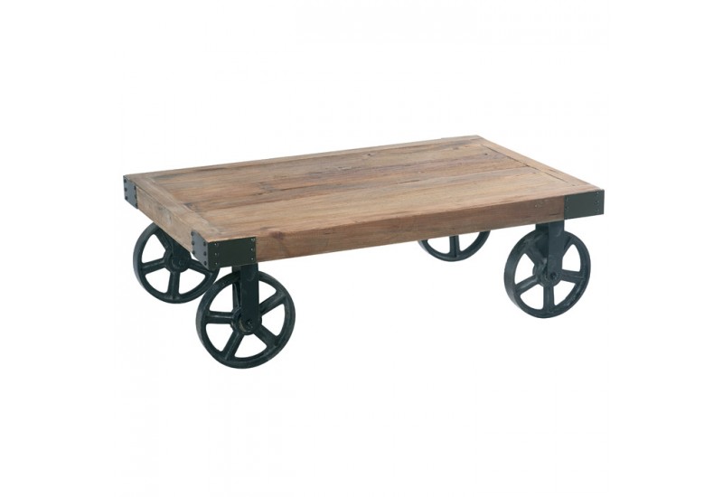 Table basse bois roulettes