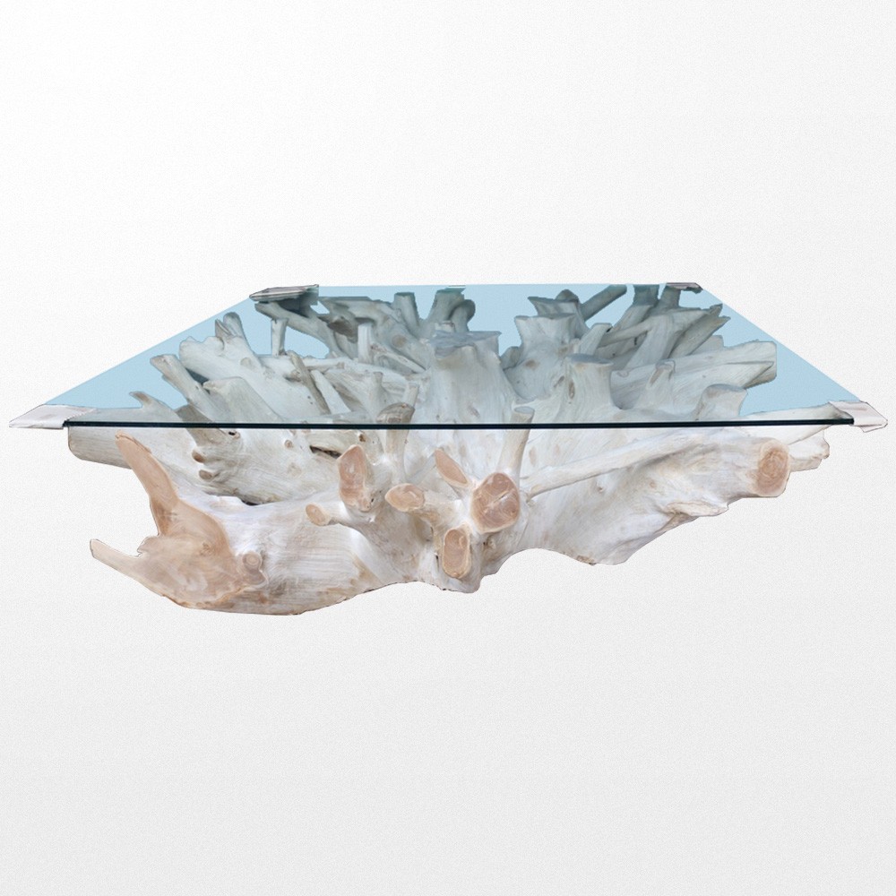 Table basse bois er verre