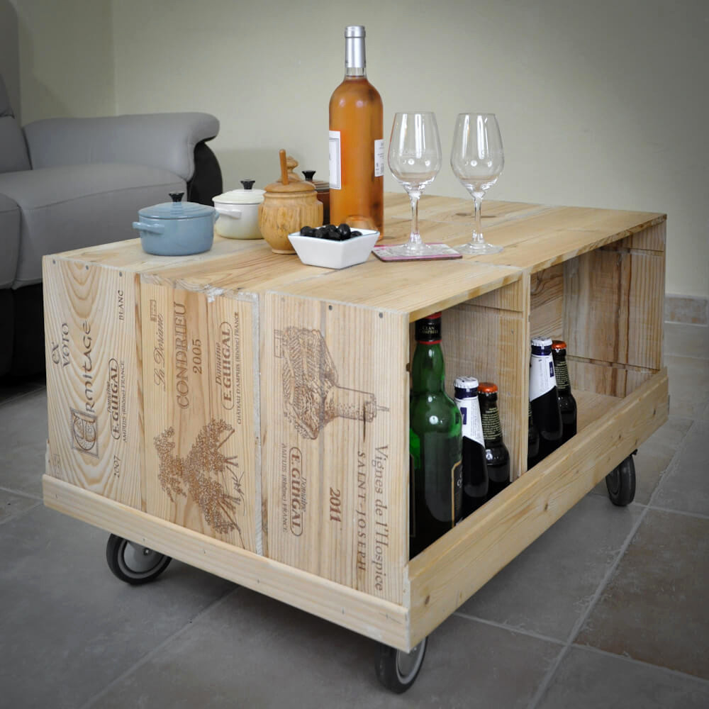 Table basse palette caisse de vin