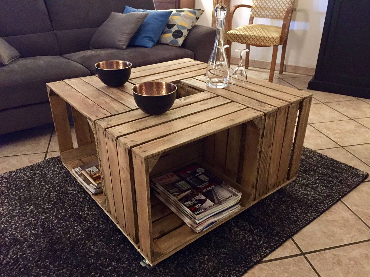 Table basse en caisse en bois