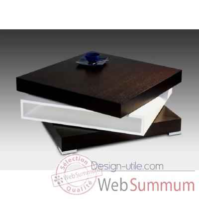 Table basse carree wenge et verre