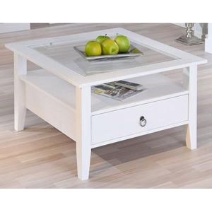 Table basse bois et verre avec tiroir