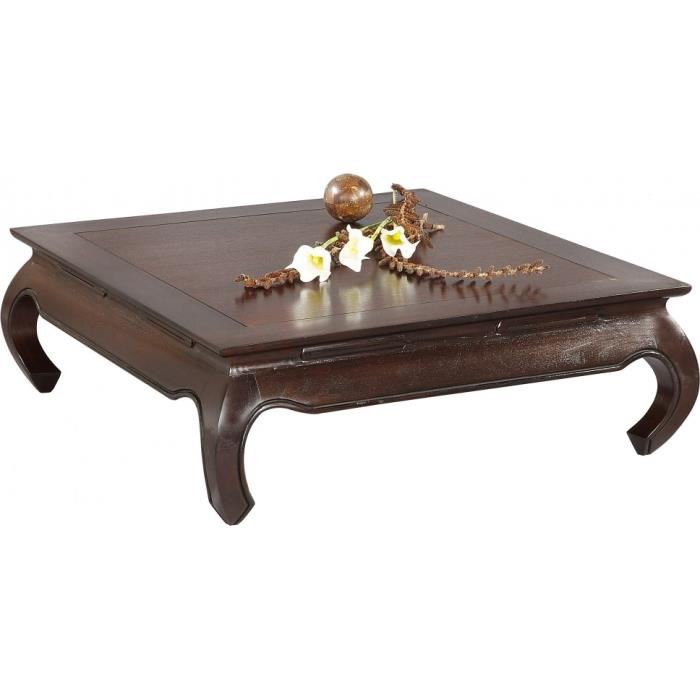 Table basse carrée bois asiatique