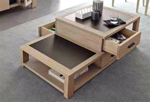 Table basse en bois avec bar