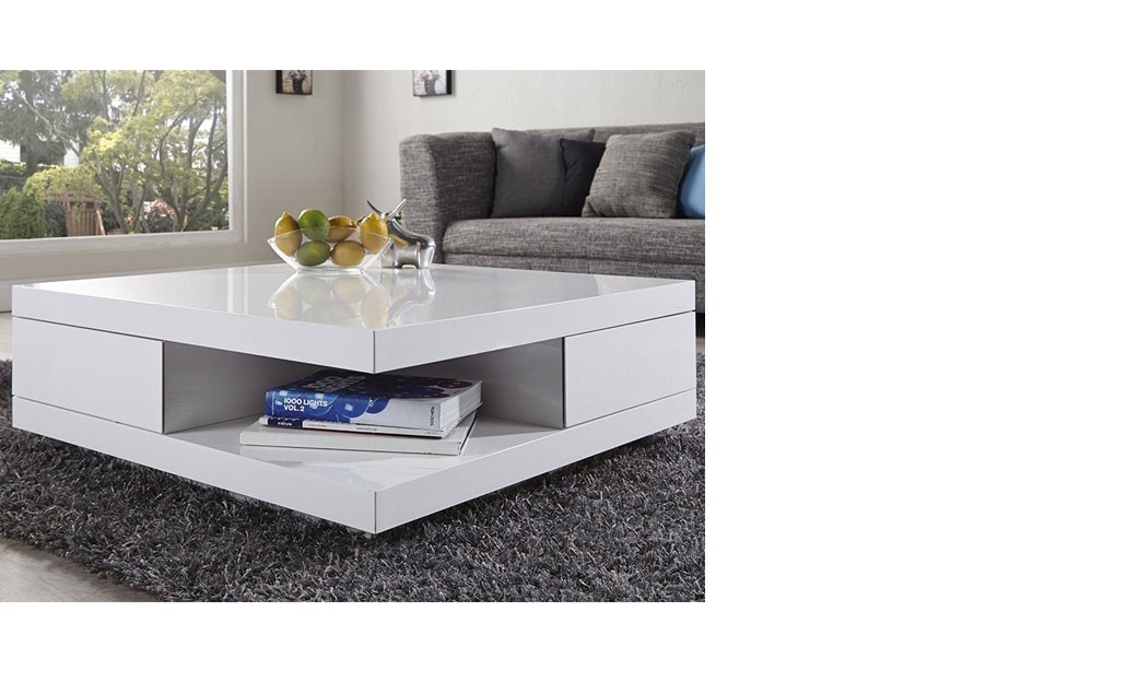 Table basse carrée laqué blanc