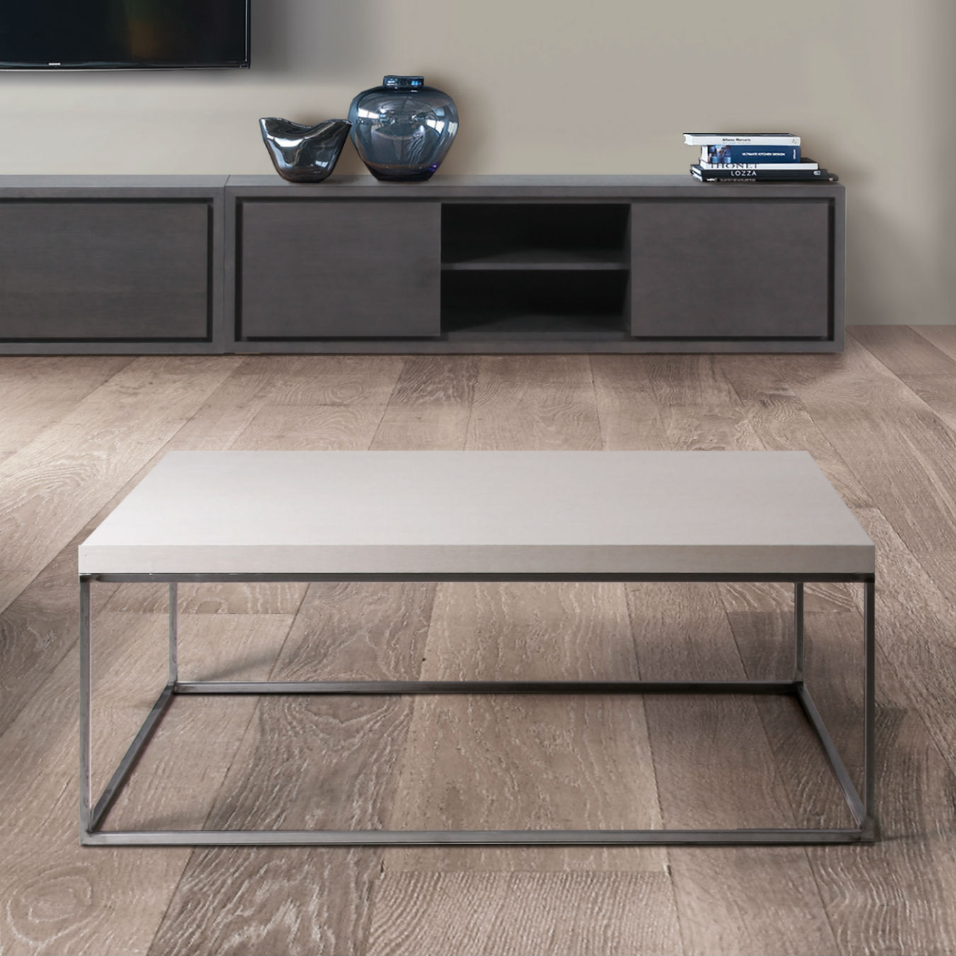 Table basse plateau bois et metal