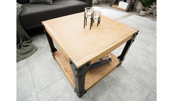 Table basse carre metal bois