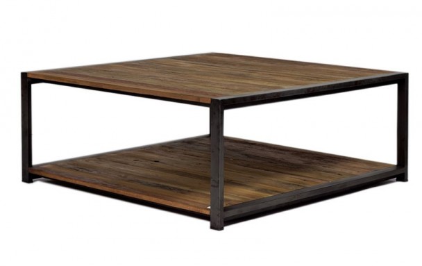 Table basse carrée bois industriel
