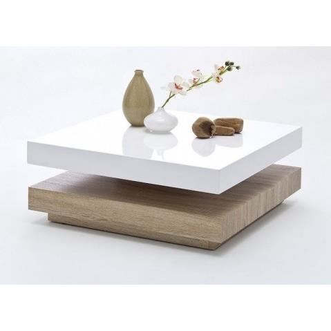 Table basse carrée bois et blanc