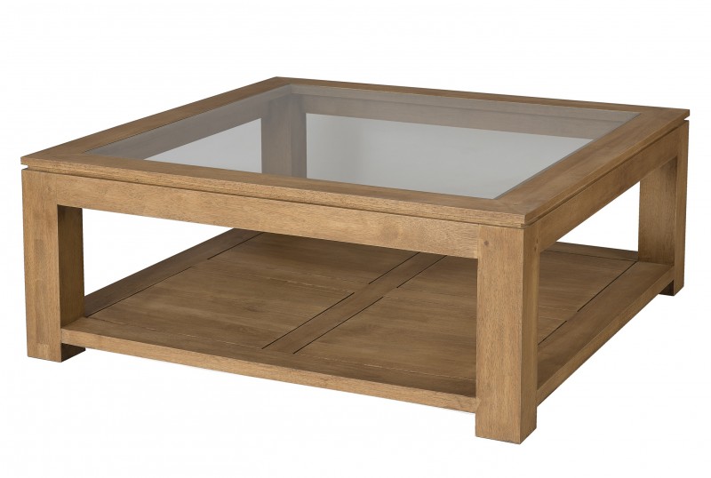 Table basse carrée hévéa