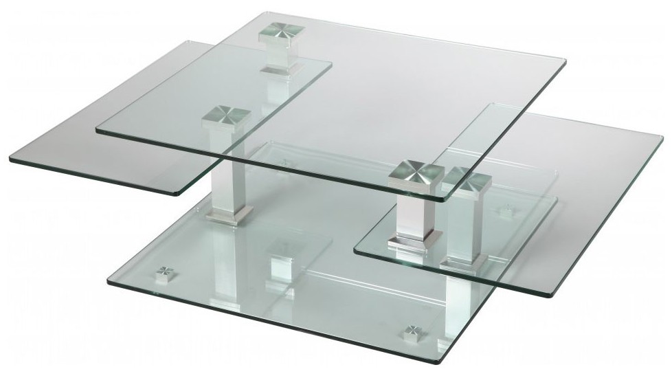 Table basse carrée design verre