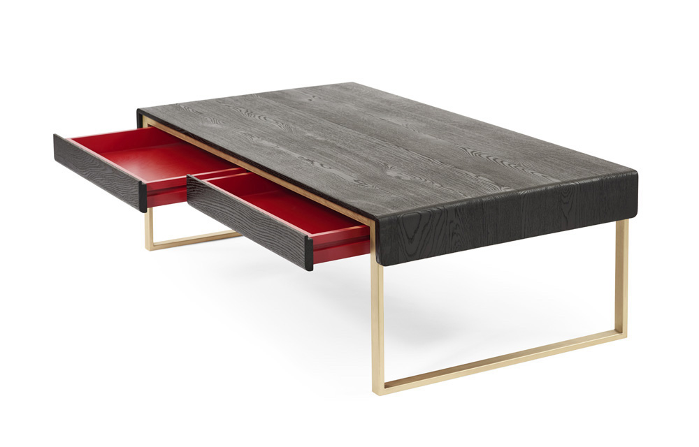 Table basse bois brulé