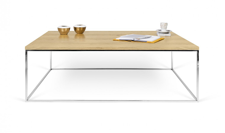 Table basse bois pied chrome