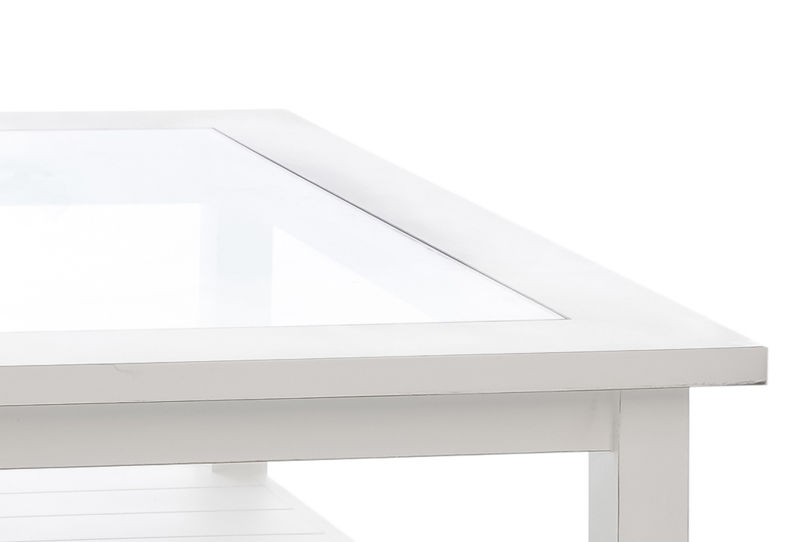 Table basse en bois dessus verre