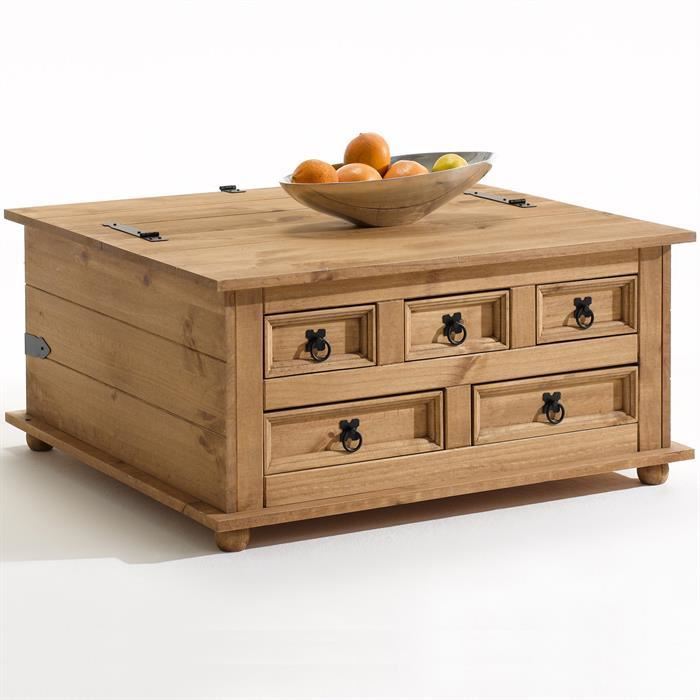 Table basse bois coffre
