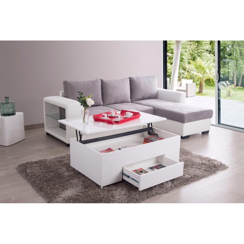 Table basse a roulettes relevable