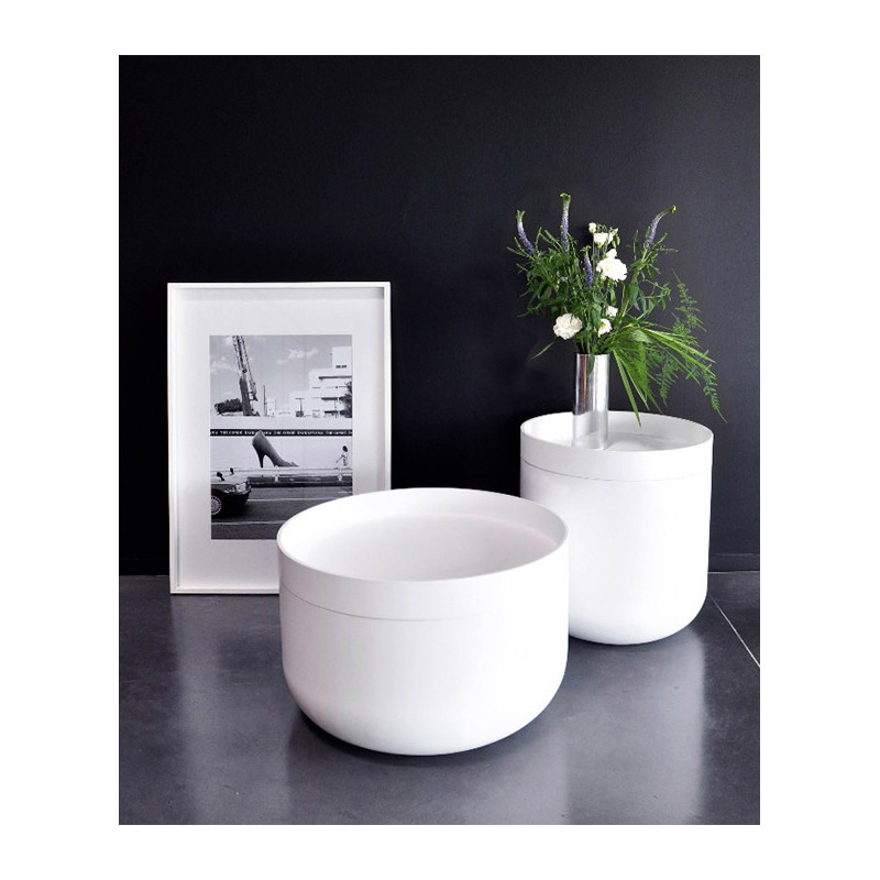 Table basse ronde coffre