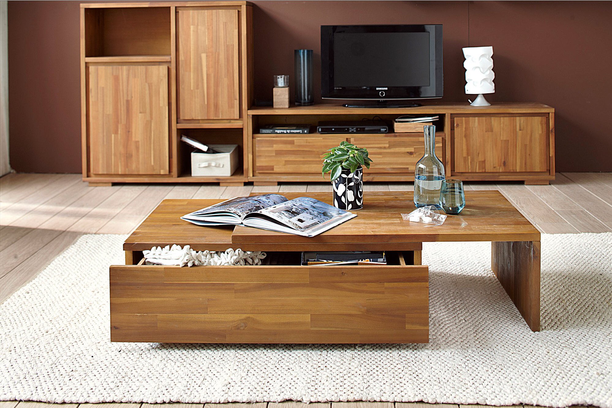 Table basse bois coulissante