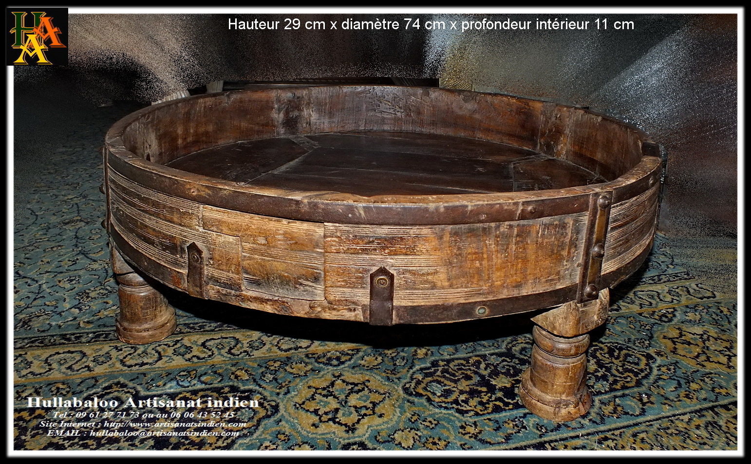 Table basse ronde indienne