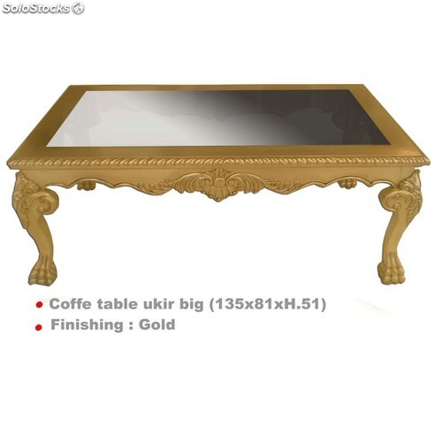 Table basse bois et doré