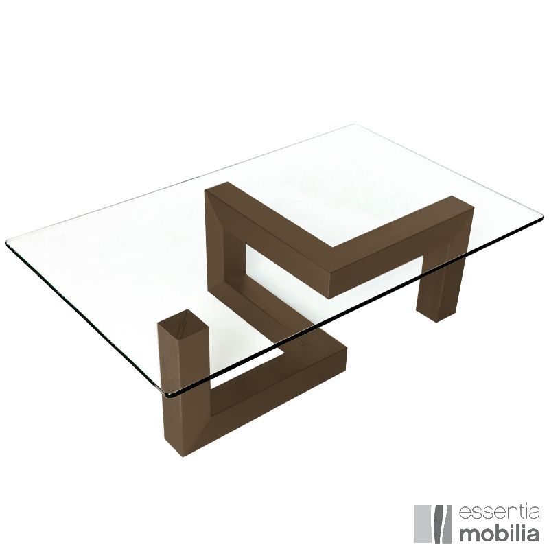 Table basse carrée en verre et bois