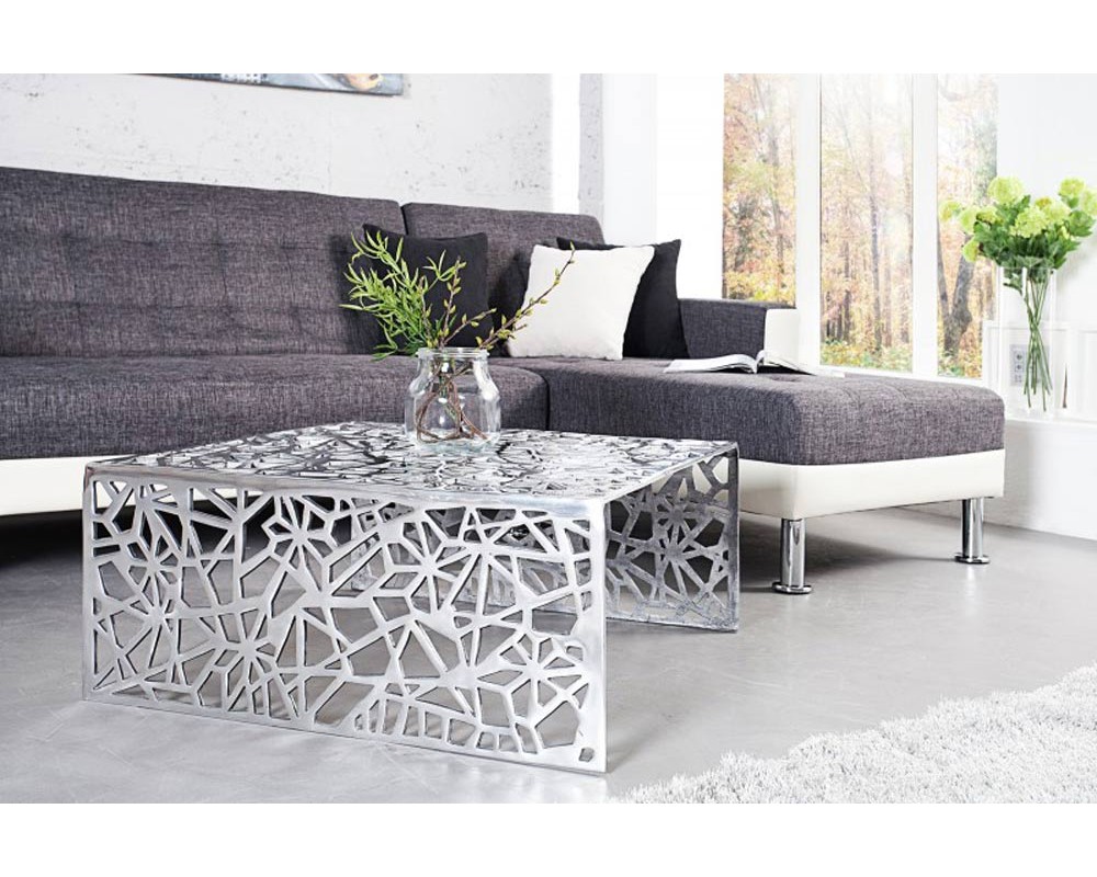 Table basse design argent