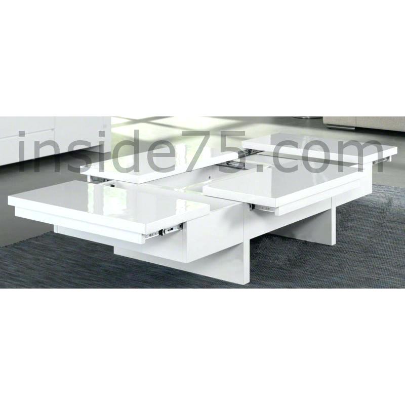 Table basse design réglable blanche avec rangement