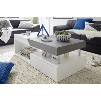 Table basse design blanche en verre maxus