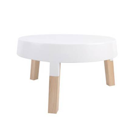 Petite table basse blanche et bois