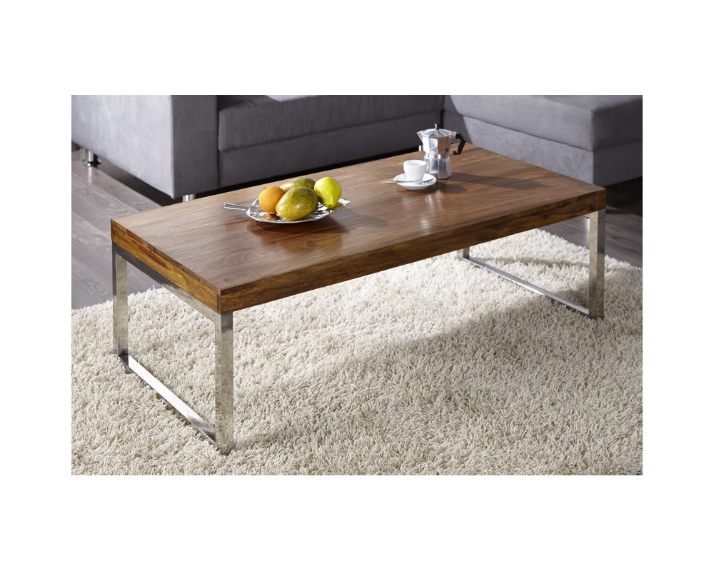 Table basse bois et acier pas cher