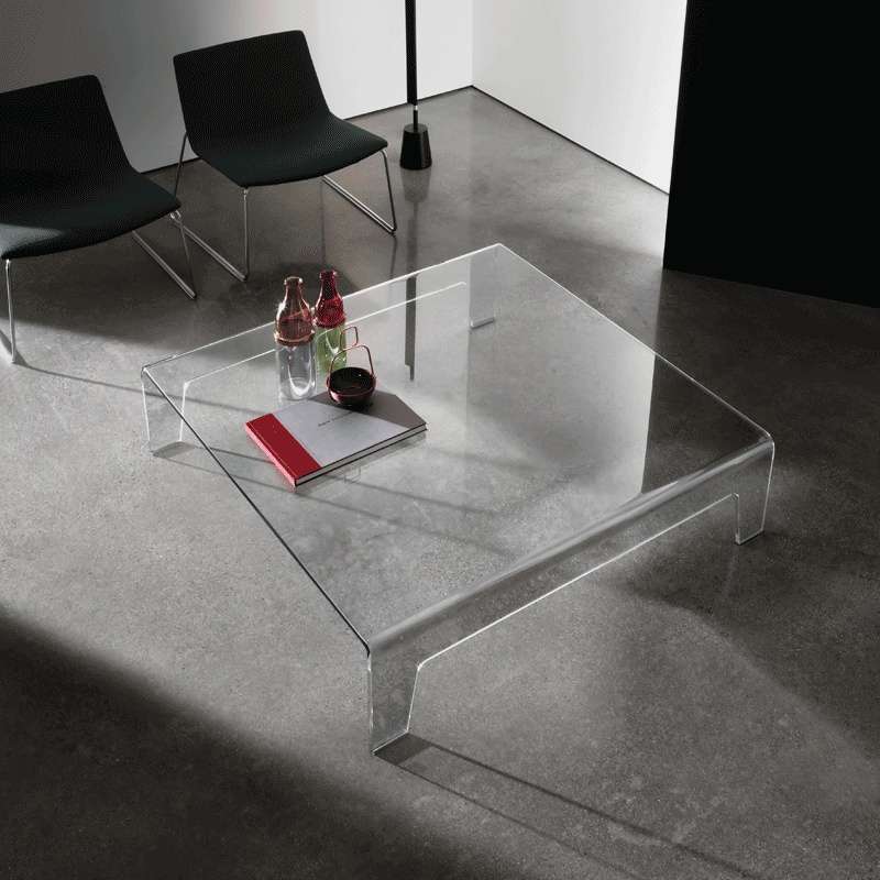 Table basse carrée en verre