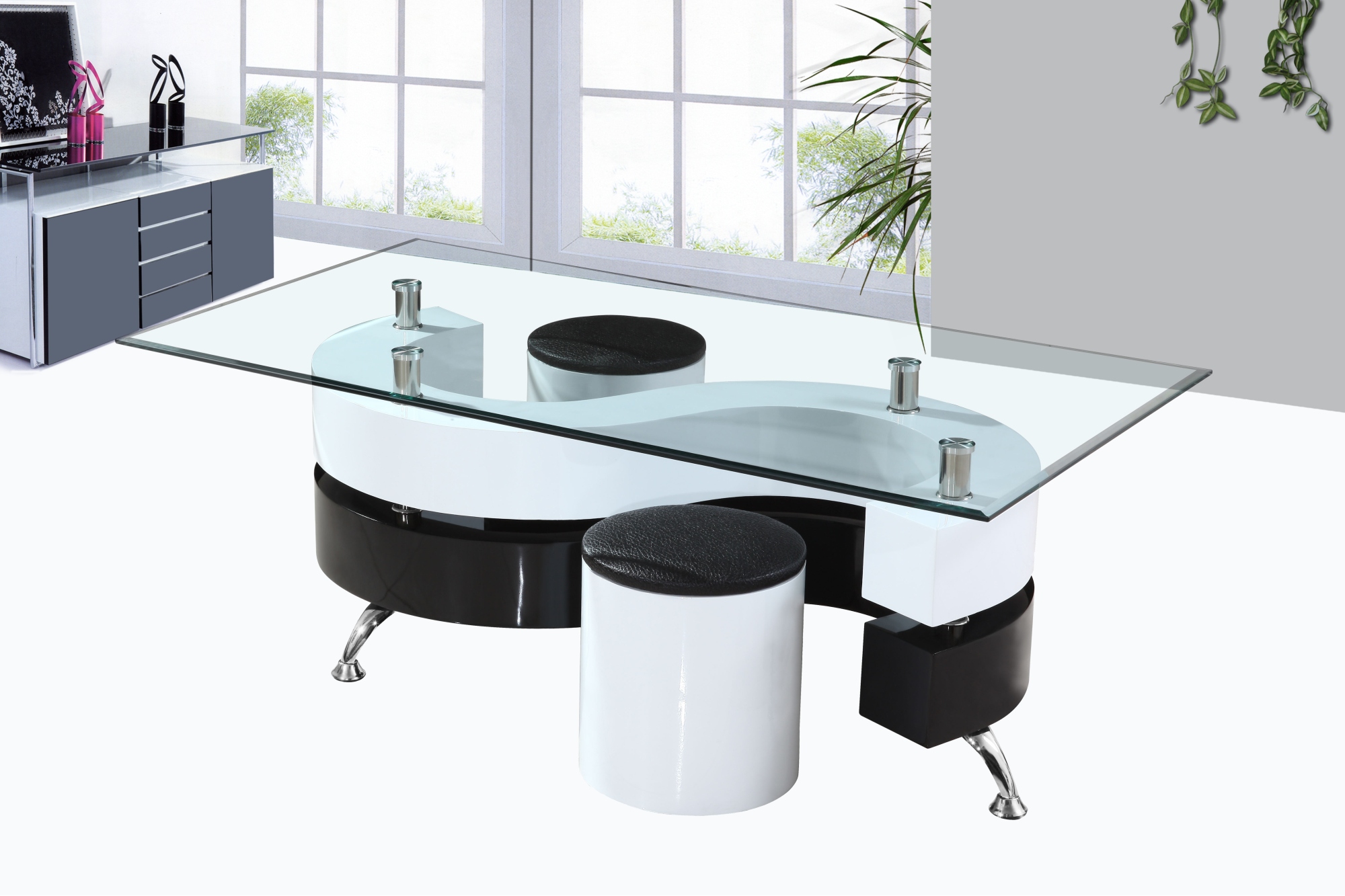 Table basse design avec pouf